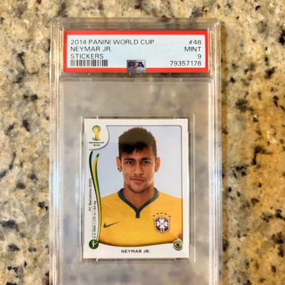 2014 Panini World Cup Stickers #48 Neymar Jr Brazil PSA 9 - Picture 2 of 4